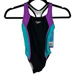 NWT Speedo Girls One Piece Swimsuit XS 5/6 Poolcore Summer Swimwear‎